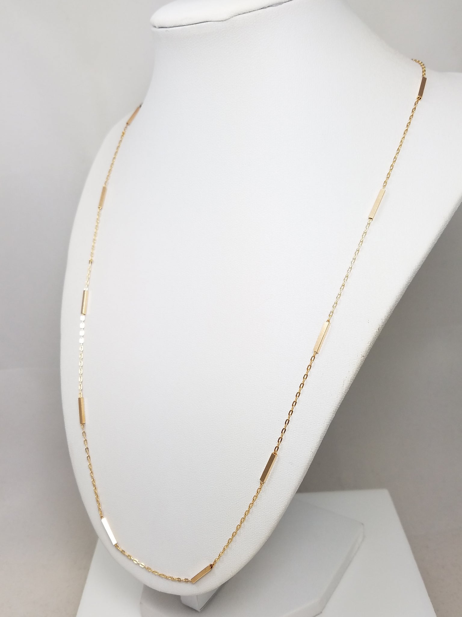 Vintage 14k Yellow Gold 23.5" Cable/Bar Link Necklace