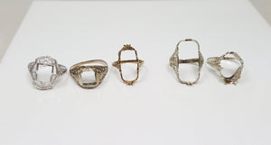 Five Art Deco 1930's 10k/14k White Gold Ring Mount Lot To Restore