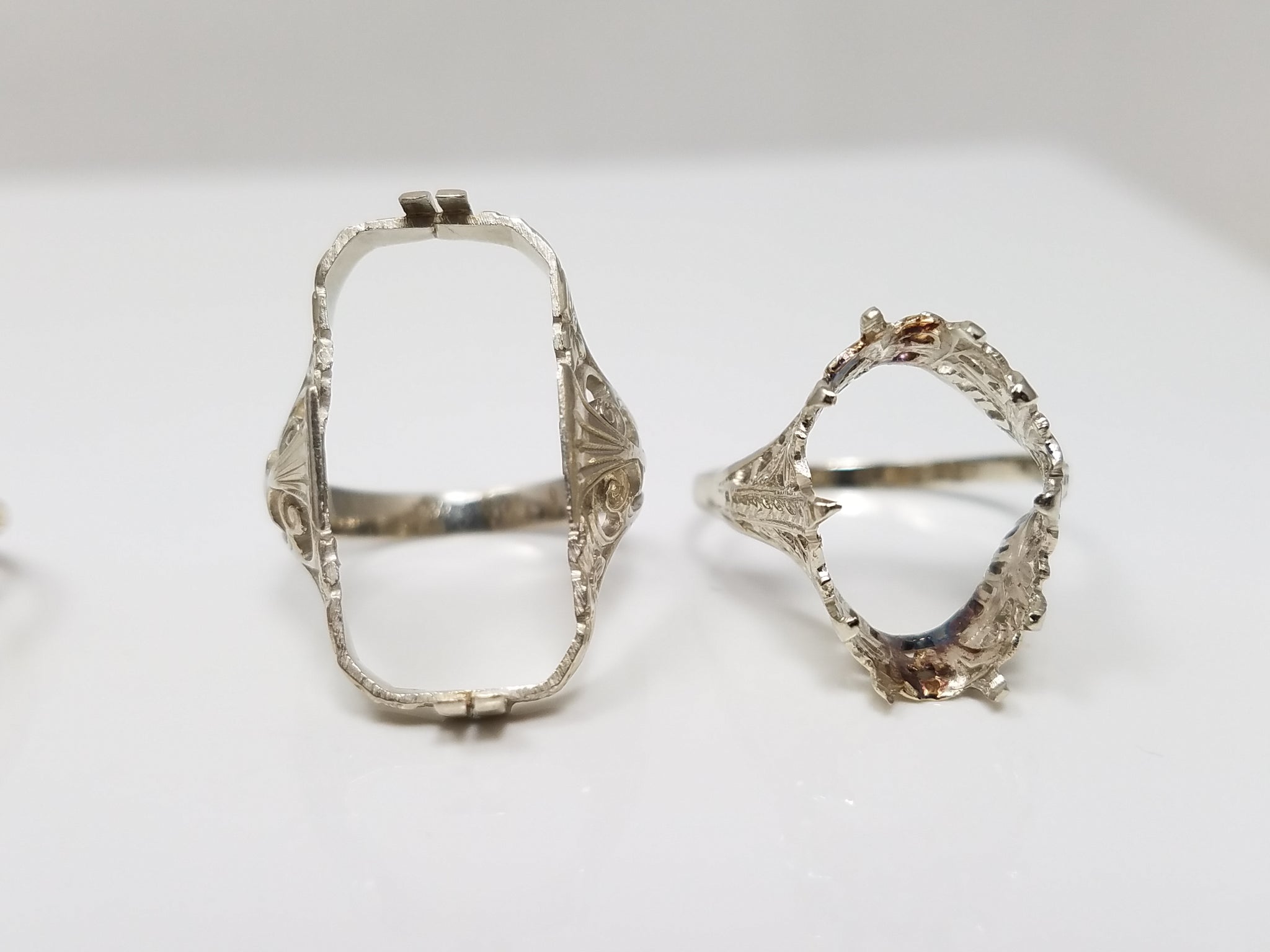 Five Art Deco 1930's 10k/14k White Gold Ring Mount Lot To Restore