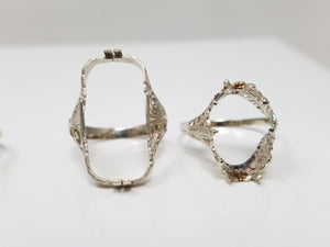 Five Art Deco 1930's 10k/14k White Gold Ring Mount Lot To Restore