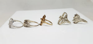 Five Art Deco 1930's 10k/14k White Gold Ring Mount Lot To Restore