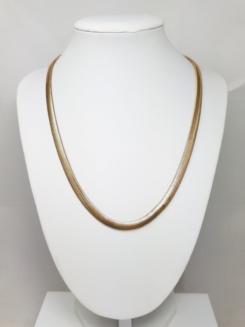 Elegant 18.5" 14k Yellow Gold Flat Snake Link Chain Necklace