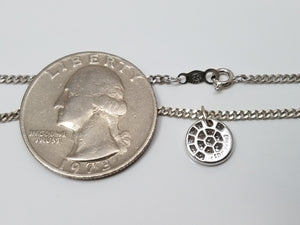 Petite 15" 14k White Gold Natural Diamond Circle Pendant Necklace