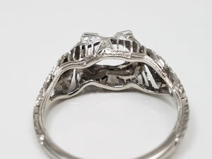 Extravagant 1930's Art Deco 18k White Gold Belais Engagement Ring Mount To Restore