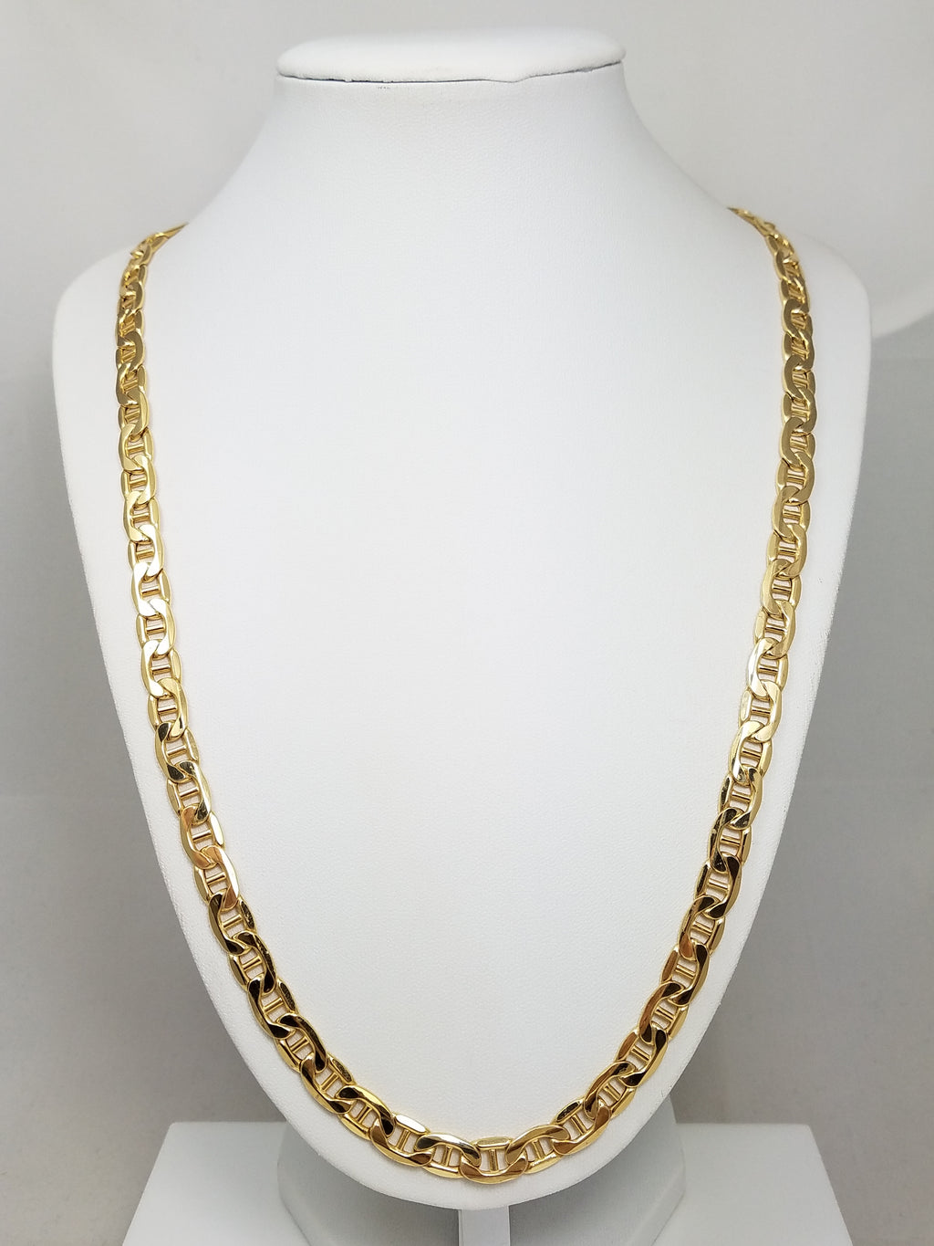 Sporty 24" 10k Yellow Gold Hollow Mariner Link Chain Necklace