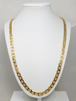 Sporty 24" 10k Yellow Gold Hollow Mariner Link Chain Necklace