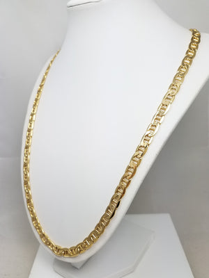 Sporty 24" 10k Yellow Gold Hollow Mariner Link Chain Necklace