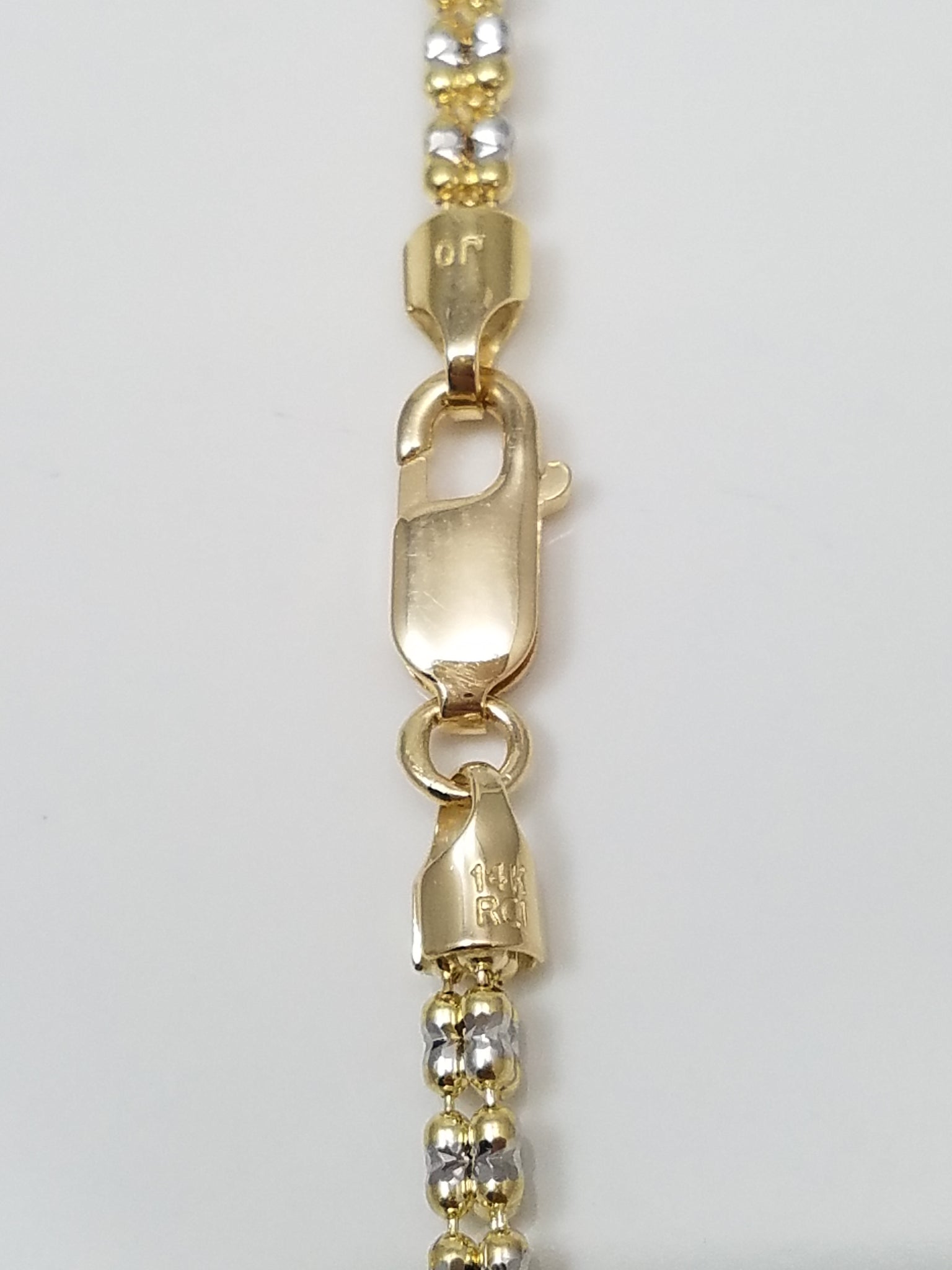 Dazzling 18" 14k Two Tone Gold Diamond Cut Fancy Link Chain Necklace