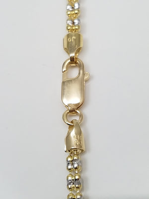 Dazzling 18" 14k Two Tone Gold Diamond Cut Fancy Link Chain Necklace
