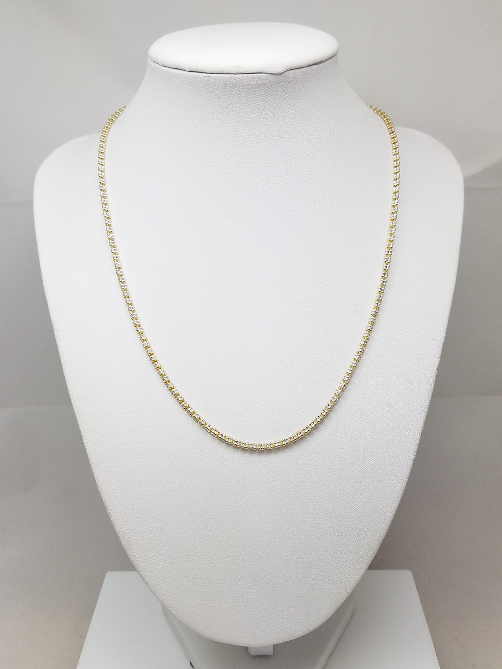 Dazzling 18" 14k Two Tone Gold Diamond Cut Fancy Link Chain Necklace