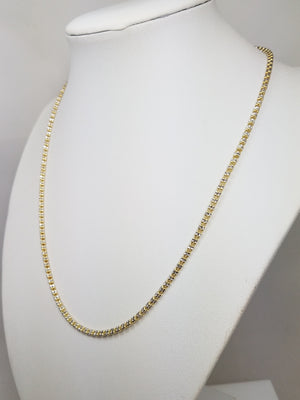 Dazzling 18" 14k Two Tone Gold Diamond Cut Fancy Link Chain Necklace