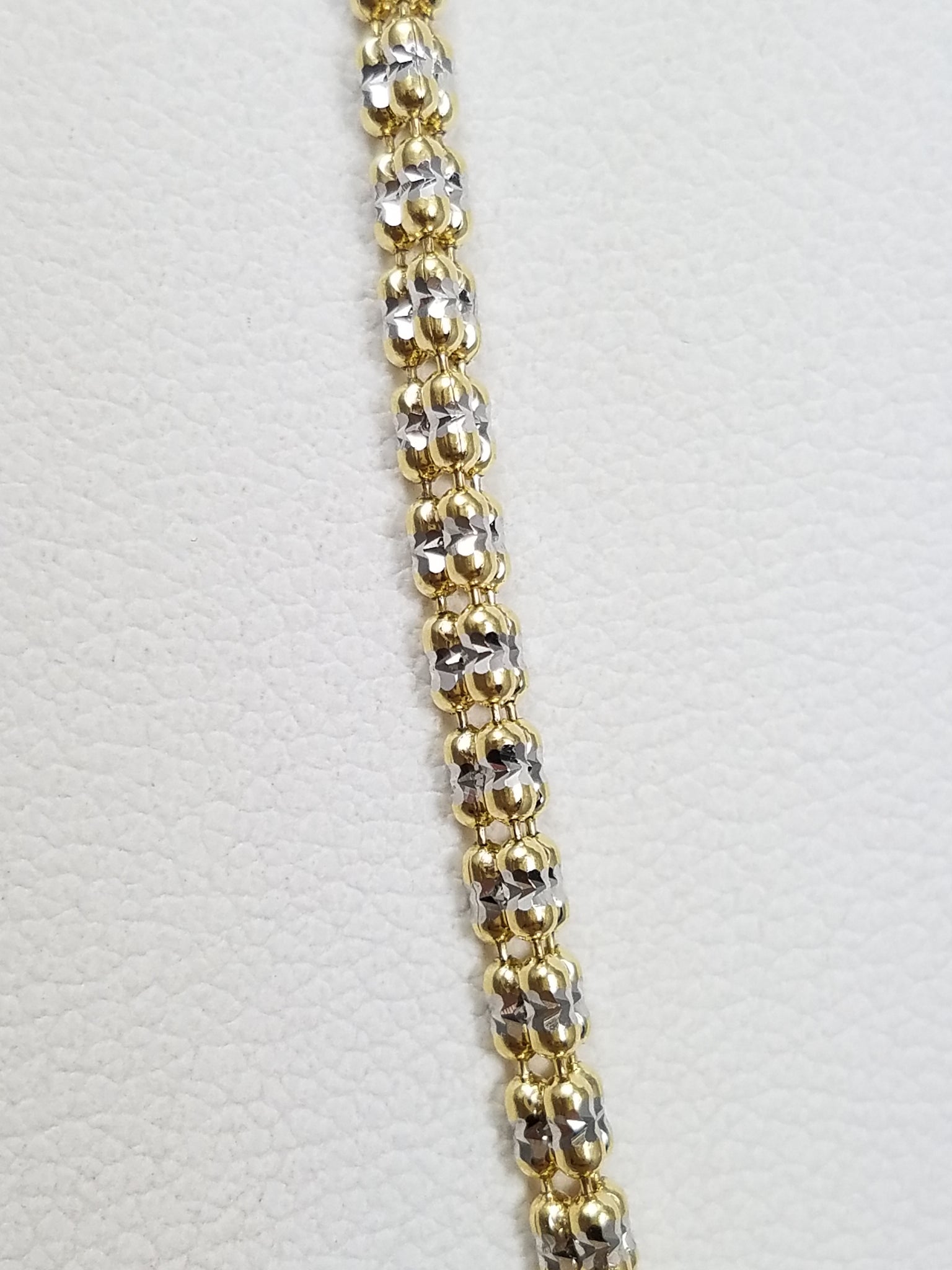 Dazzling 18" 14k Two Tone Gold Diamond Cut Fancy Link Chain Necklace