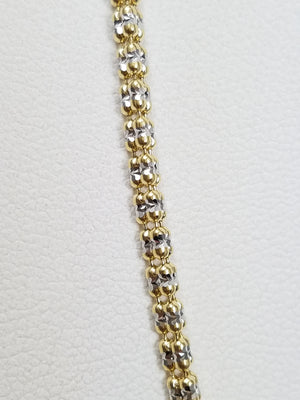Dazzling 18" 14k Two Tone Gold Diamond Cut Fancy Link Chain Necklace