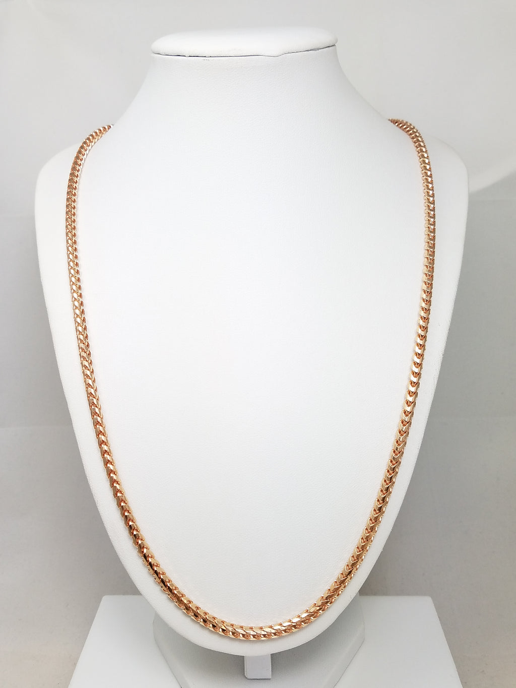 Dynamic 24" Solid 14k Rose Gold Franco Link Chain Necklace