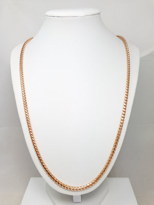 Dynamic 24" Solid 14k Rose Gold Franco Link Chain Necklace