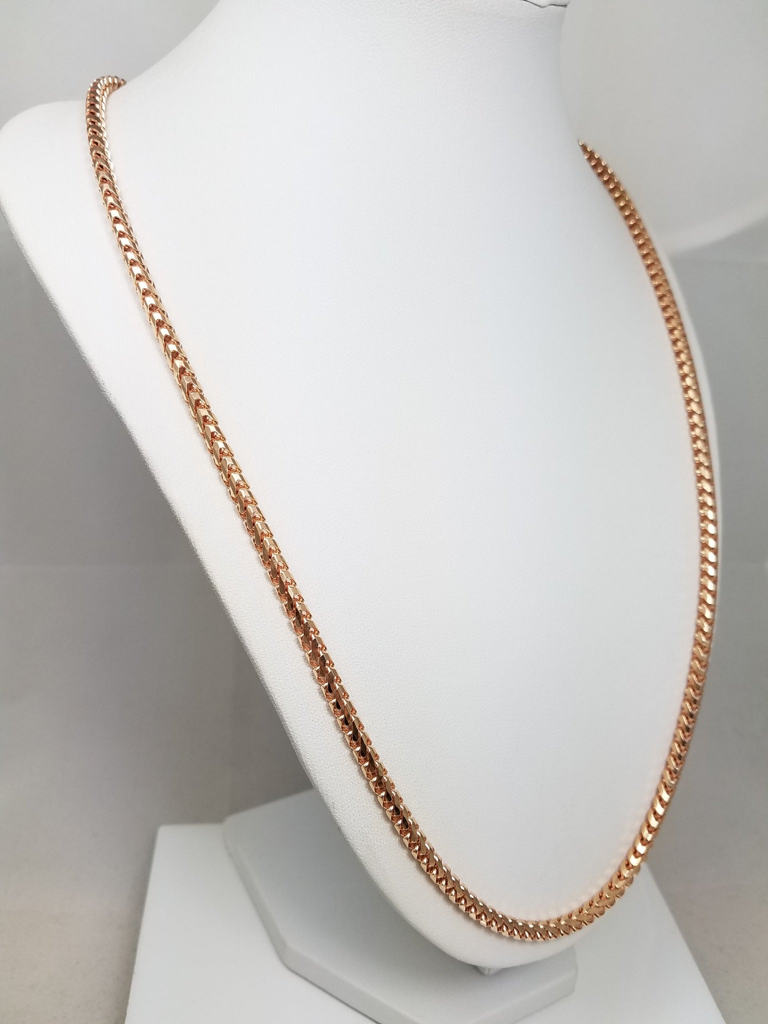 Dynamic 24" Solid 14k Rose Gold Franco Link Chain Necklace