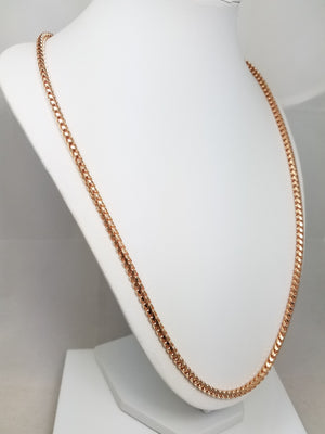 Dynamic 24" Solid 14k Rose Gold Franco Link Chain Necklace