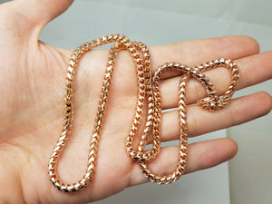 Dynamic 24" Solid 14k Rose Gold Franco Link Chain Necklace