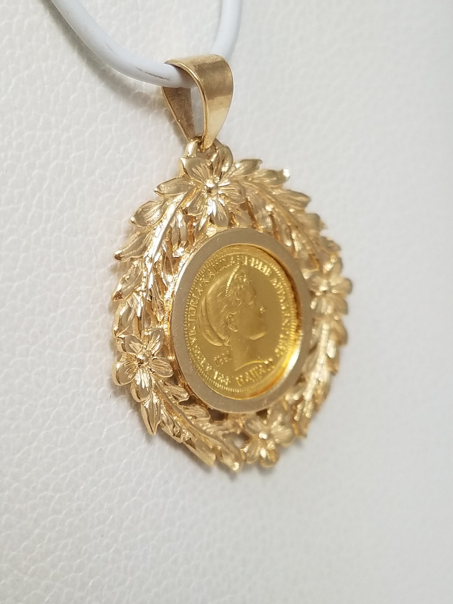 1991 Royal Hawaiian 24k Gold Coin in 14k Gold Pendant