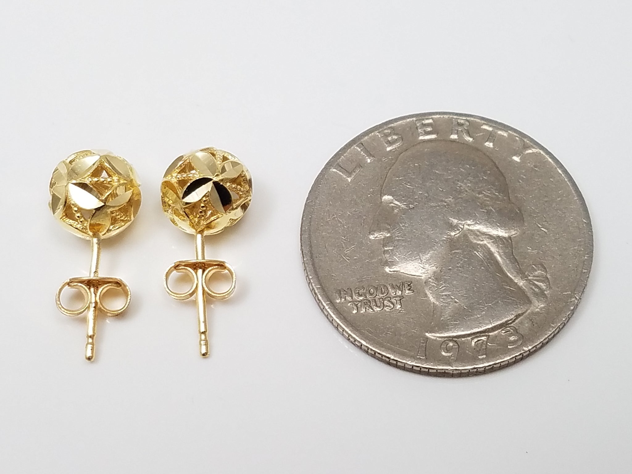 18k Yellow Gold Fancy Ball Stud Earrings