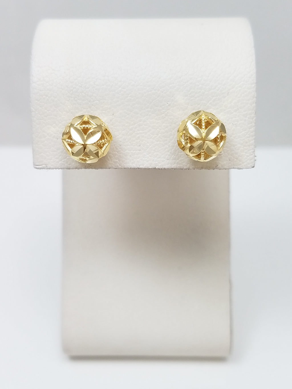 18k Yellow Gold Fancy Ball Stud Earrings