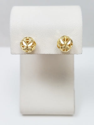 18k Yellow Gold Fancy Ball Stud Earrings
