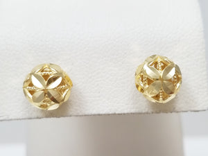18k Yellow Gold Fancy Ball Stud Earrings