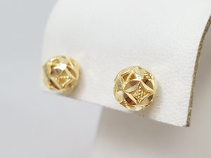 18k Yellow Gold Fancy Ball Stud Earrings