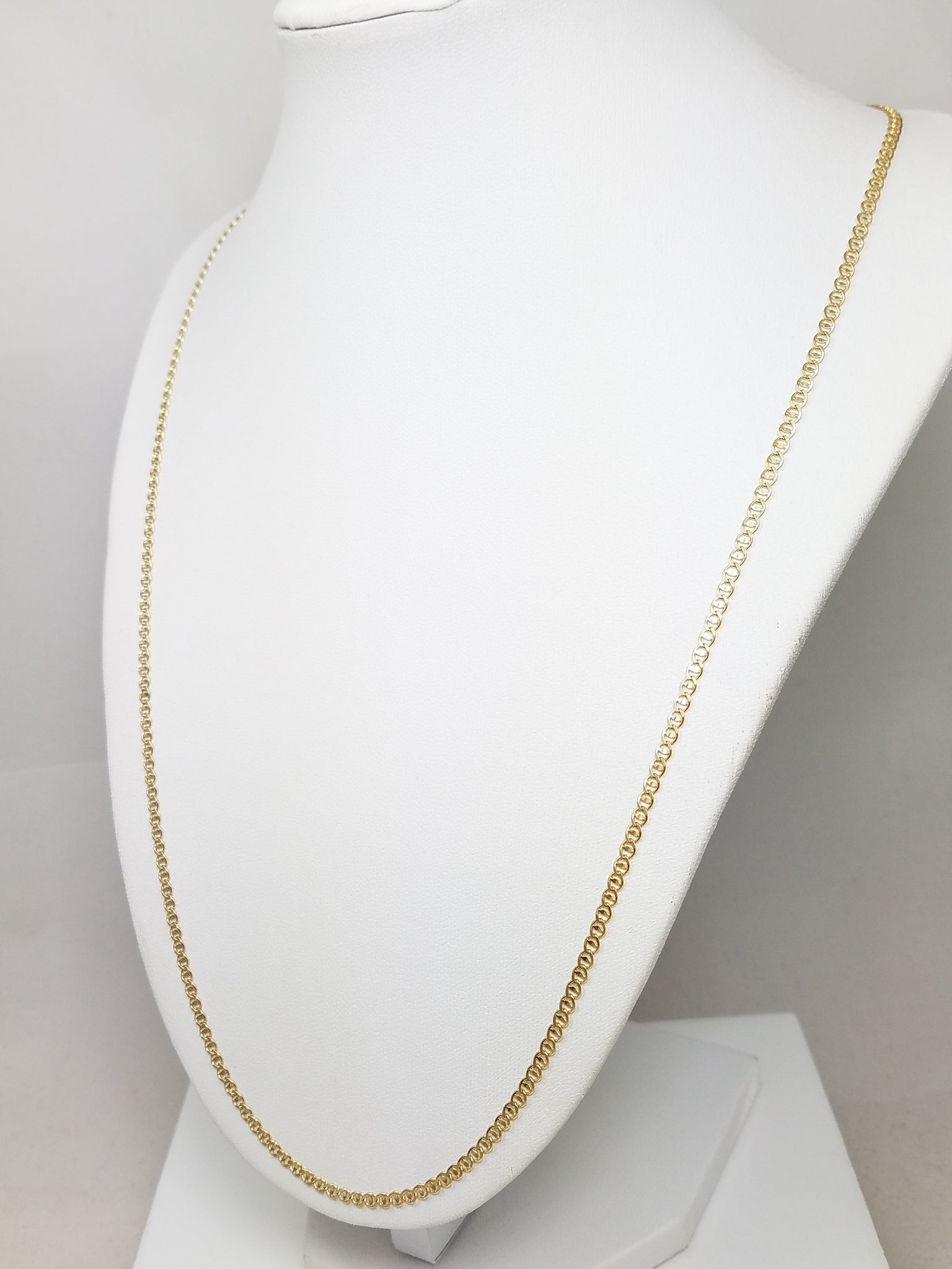 14k Yellow Gold Solid Mariner Link 2.6mm/26" Necklace