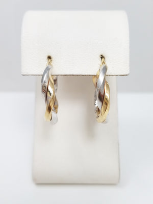 14k Two Tone Gold Spiral Hoop Earrings