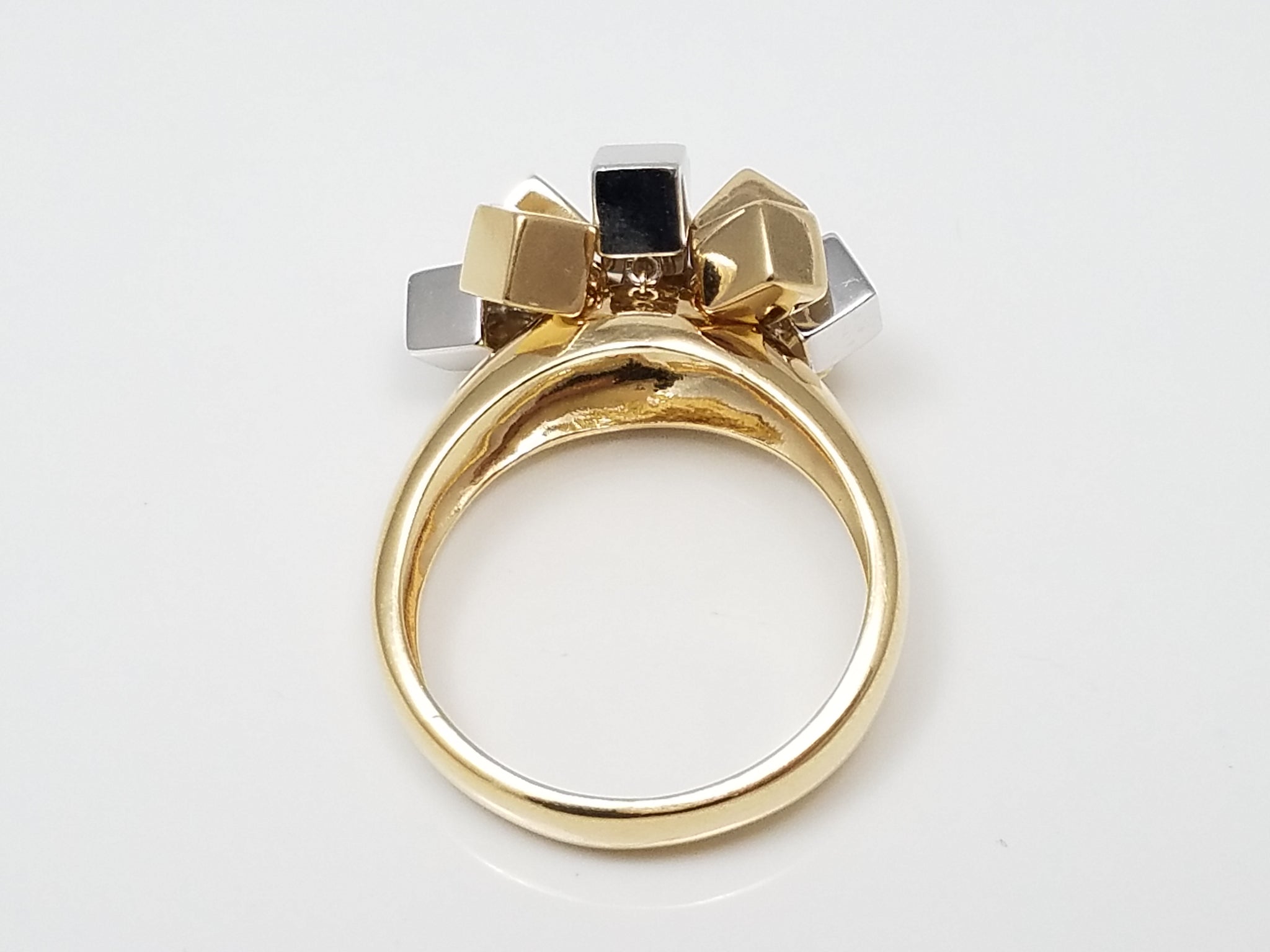 Fun Moveable Cube Cluster Ring in 14k Two Tone Gold
