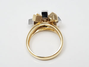 Fun Moveable Cube Cluster Ring in 14k Two Tone Gold
