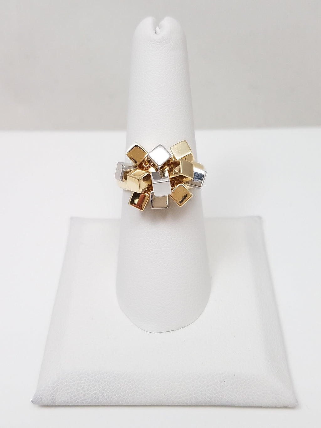 Fun Moveable Cube Cluster Ring in 14k Two Tone Gold