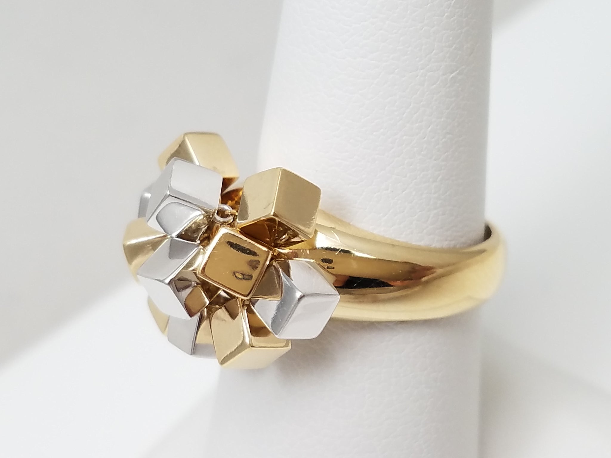 Fun Moveable Cube Cluster Ring in 14k Two Tone Gold