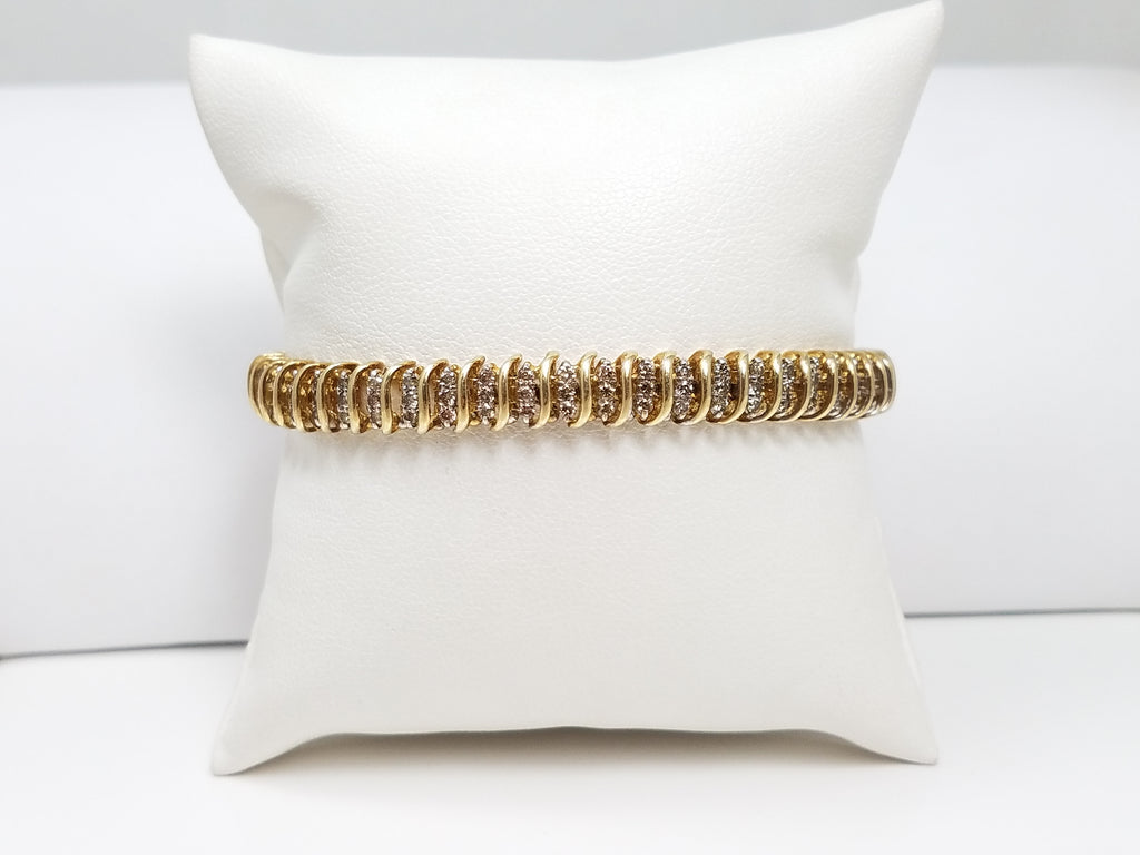 Classic 7" 10k Yellow Gold 3ctw Natural Diamond Tennis Bracelet