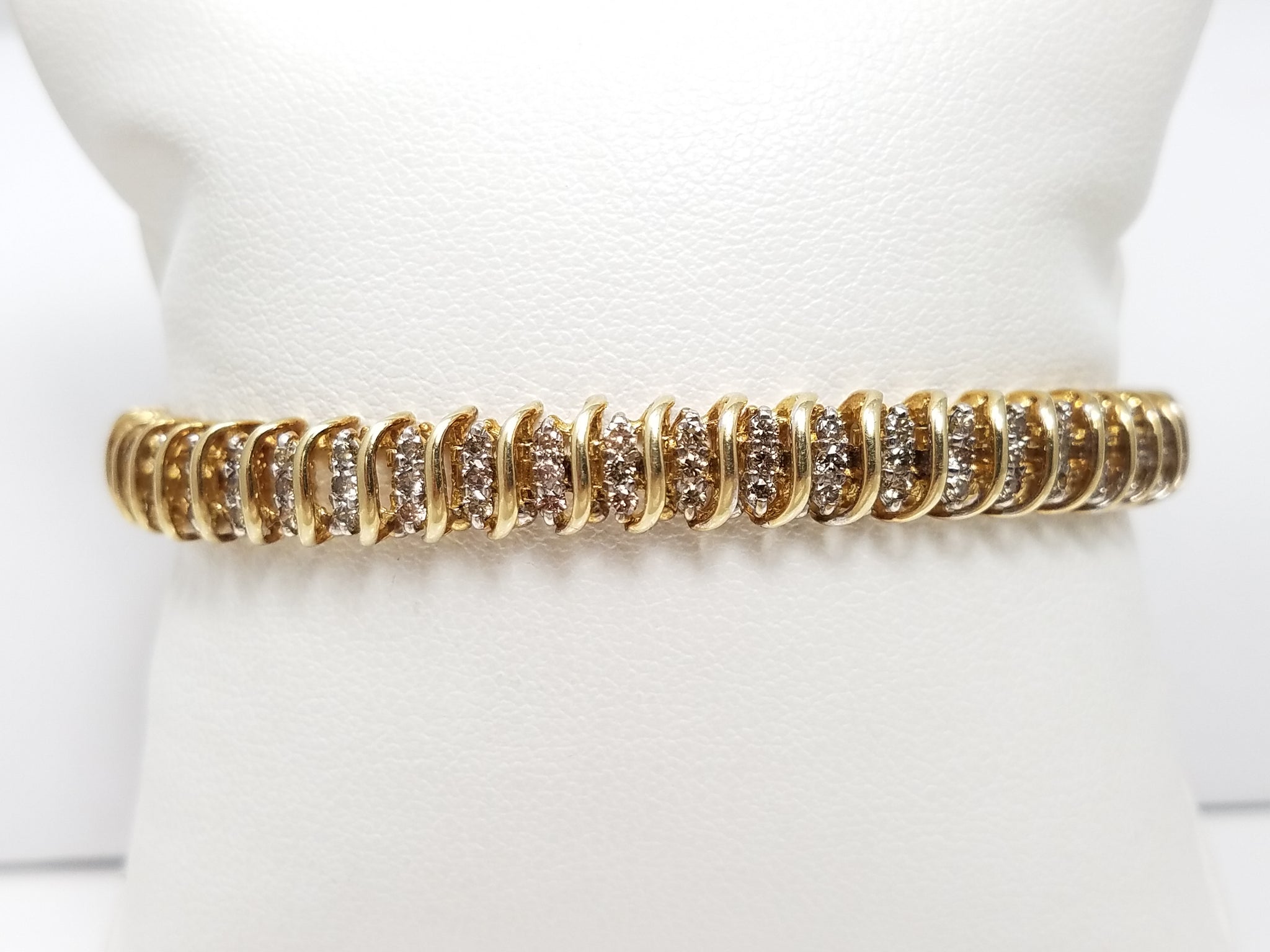 Classic 7" 10k Yellow Gold 3ctw Natural Diamond Tennis Bracelet