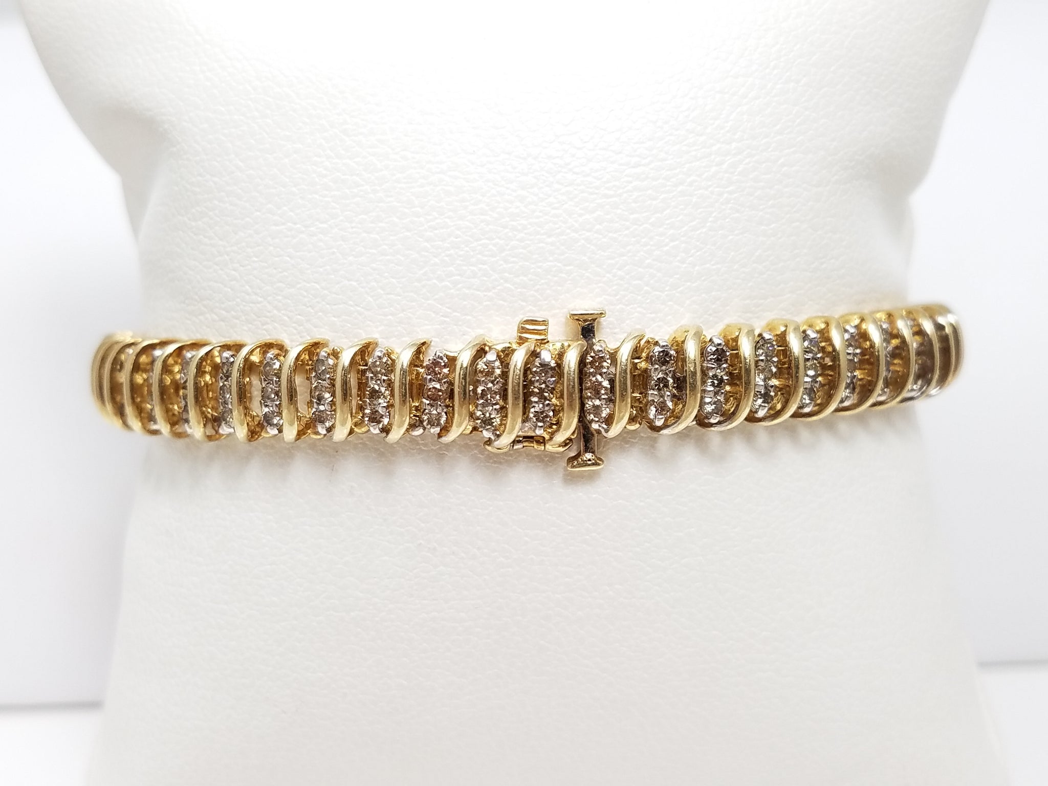 Classic 7" 10k Yellow Gold 3ctw Natural Diamond Tennis Bracelet