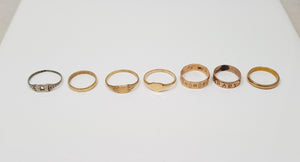 Lot of Seven Vintage 10k Gold Baby/Child Rings