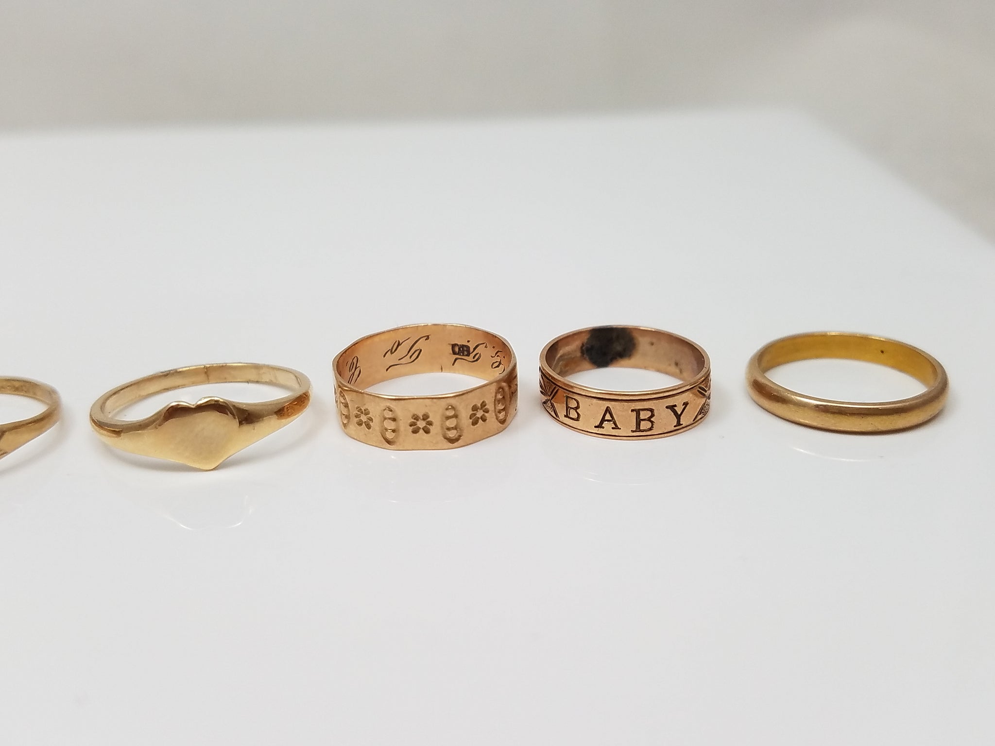 Lot of Seven Vintage 10k Gold Baby/Child Rings