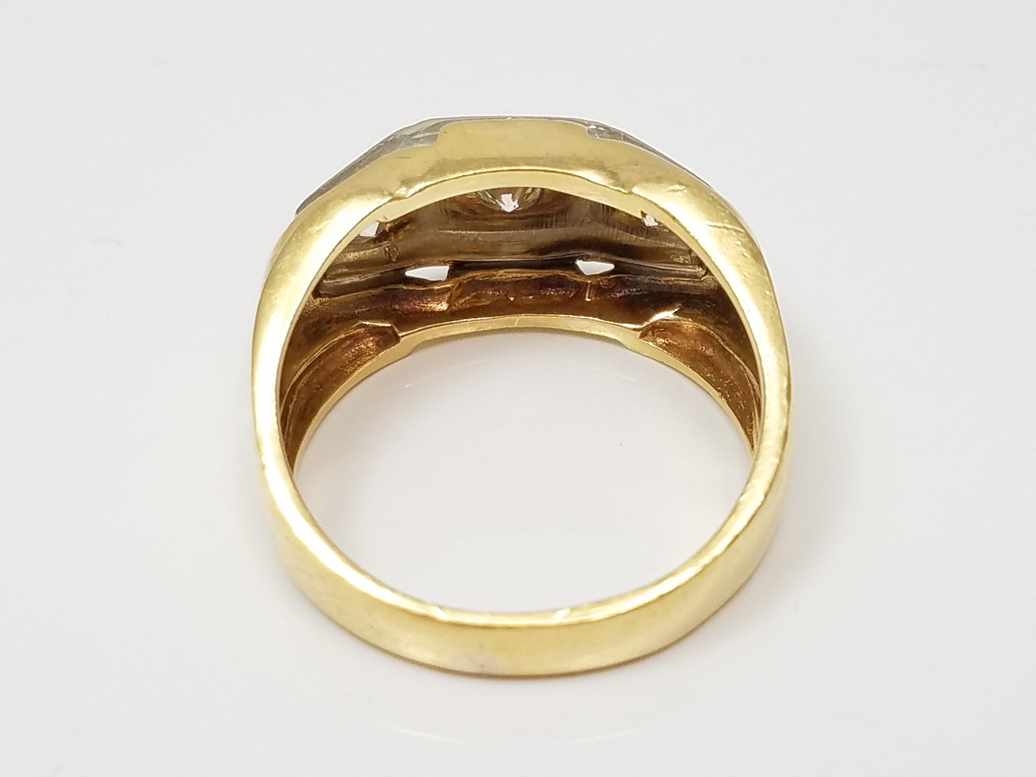 Men's Dapper Vintage 18k Two Tone Gold Natural Diamond Ring