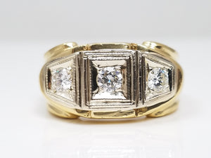 Men's Dapper Vintage 18k Two Tone Gold Natural Diamond Ring