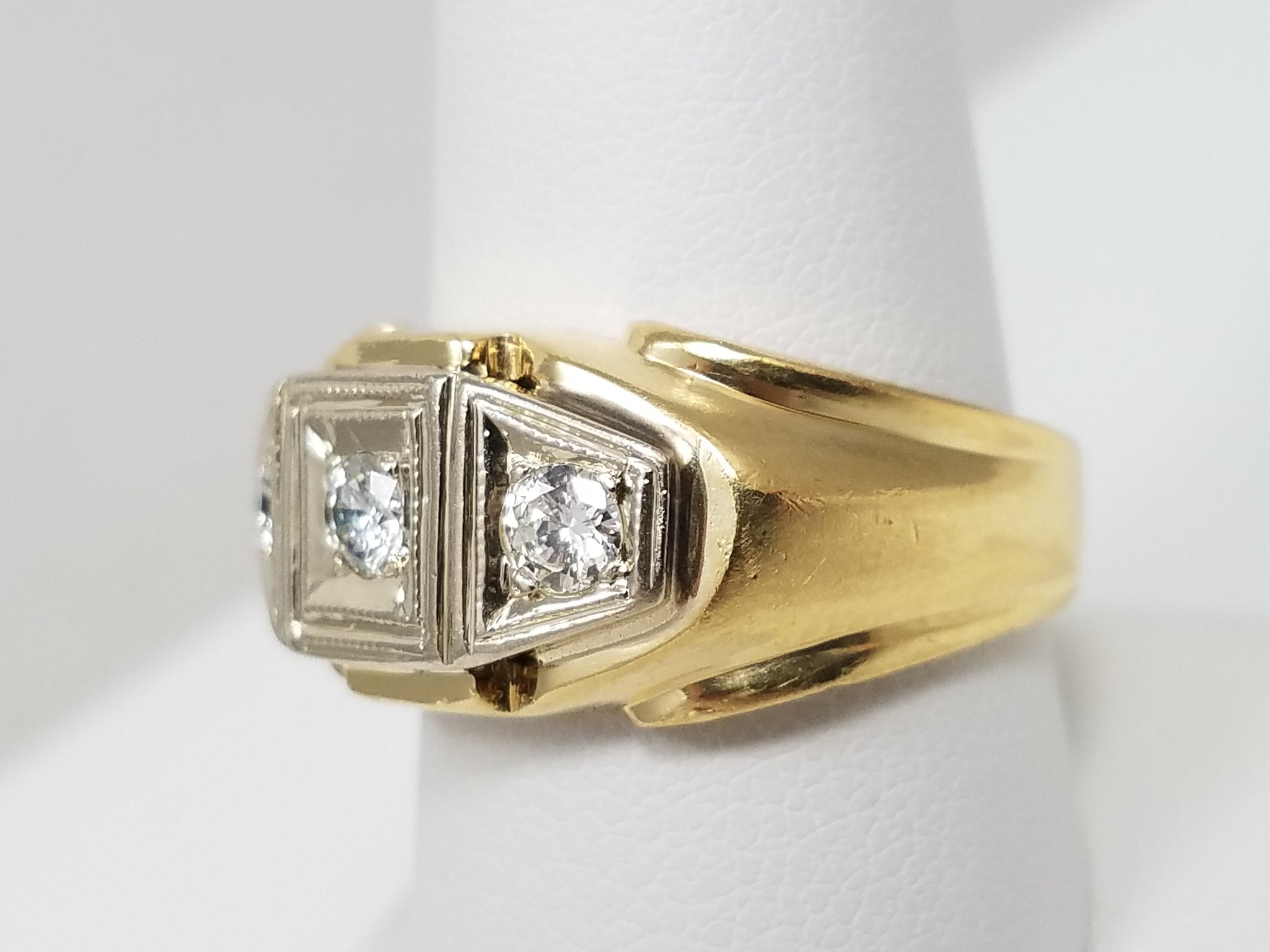 Men's Dapper Vintage 18k Two Tone Gold Natural Diamond Ring