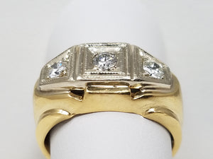 Men's Dapper Vintage 18k Two Tone Gold Natural Diamond Ring