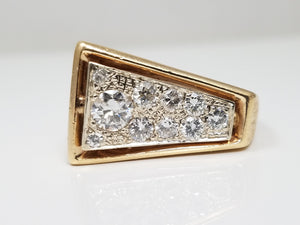 Chic Men's Vintage 14k Yellow Gold Natural Diamond Ring
