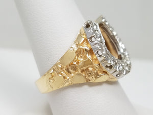 Fashionable 14k Two Tone Gold Natural Diamond Horseshoe Ring