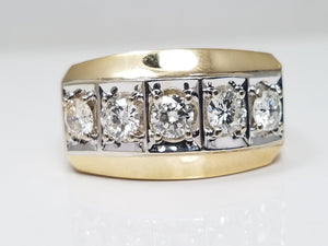 Men's 14k Gold 3/4ctw Natural Diamond Ring