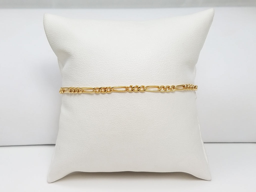 Traditional 7.25 14k Yellow Gold Figaro Link Bracelet