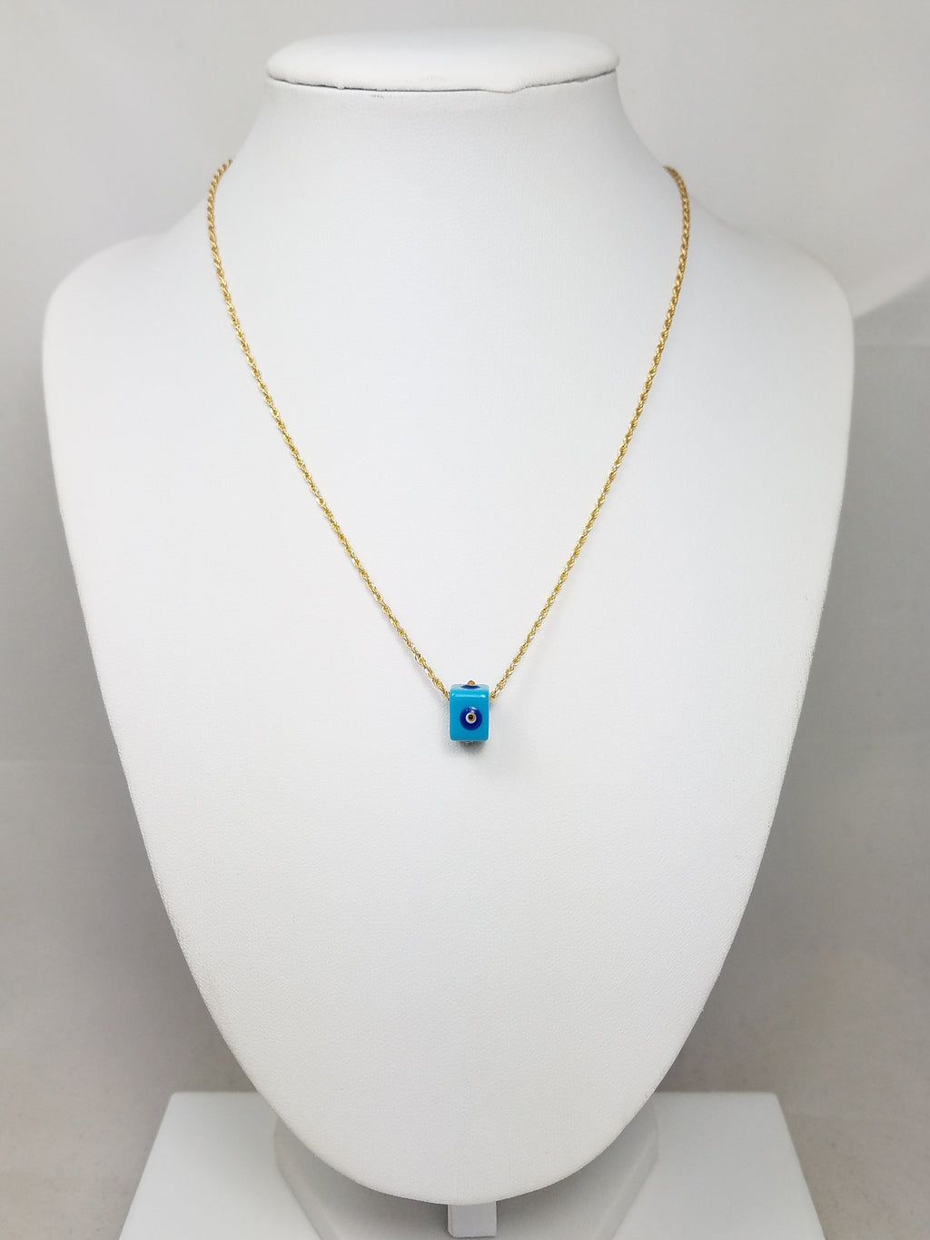 Wicked 16" 14k Yellow Gold Hollow Four Sided Evil Eye Pendant Necklace