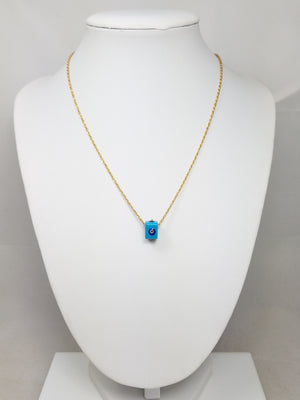 Wicked 16" 14k Yellow Gold Hollow Four Sided Evil Eye Pendant Necklace