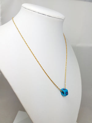 Wicked 16" 14k Yellow Gold Hollow Four Sided Evil Eye Pendant Necklace